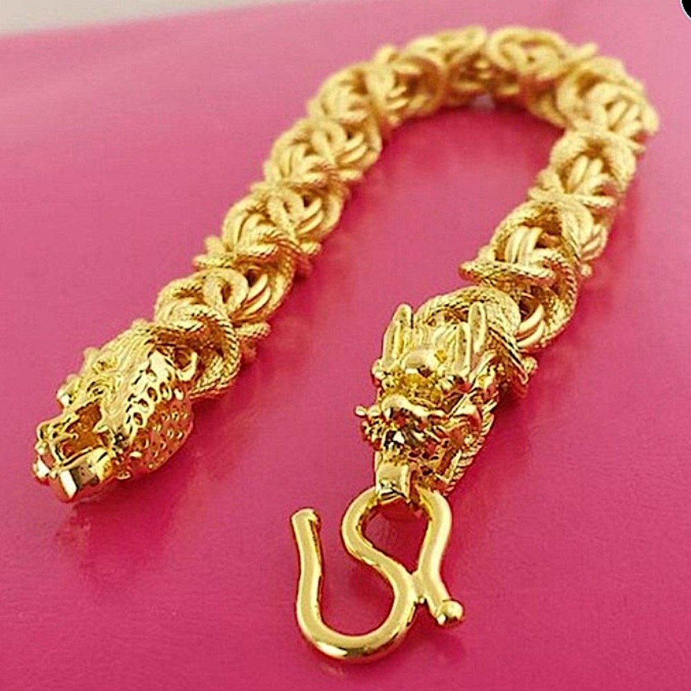 Dragon Hold Plated Byzantine Unisex Bracelet - Picture 8 of 14
